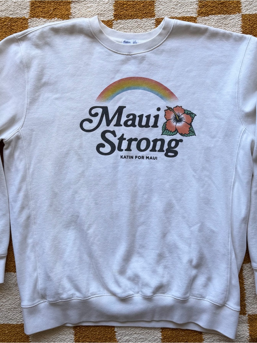 Katin White Sweatshirt with Rainbow & Hibiscus Graphic